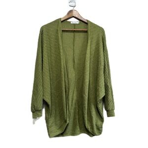 Culture Code Cardigan Women Medium Green Excellent Waffle Knit Batwing CHT11804L